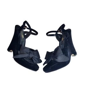 JLO Black Velvet Wedge Heels Size 7